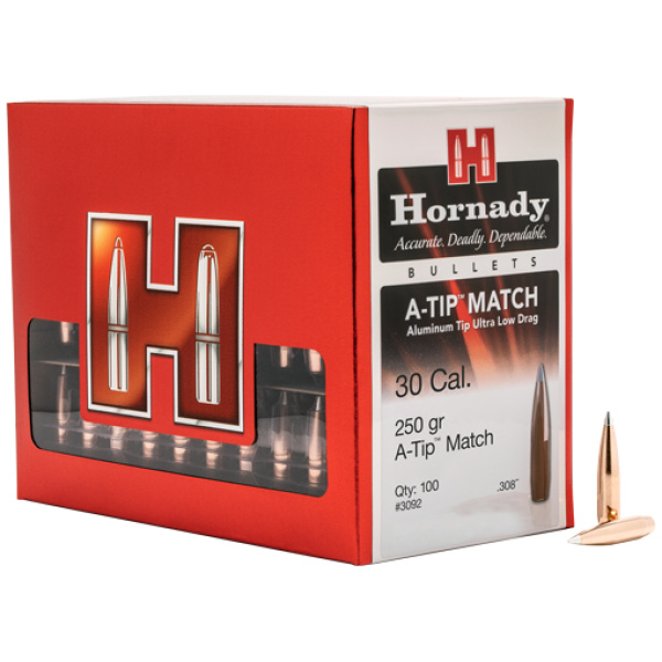Hornady A-Tip Match 30 Cal 250gr Bullets (.308)