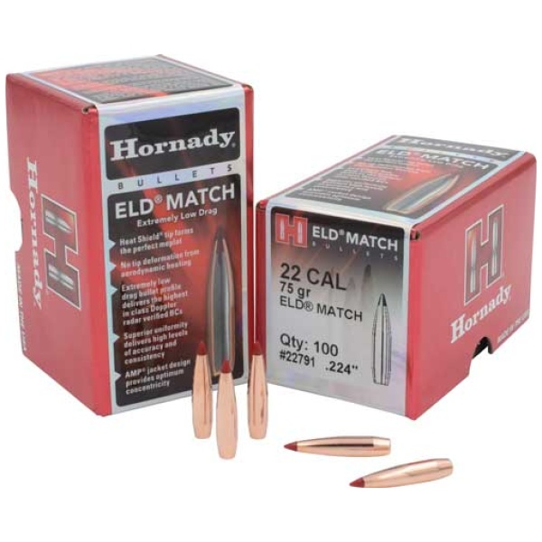 HORNADY ELD MATCH 22CAL 75GR BULLETS (.224)