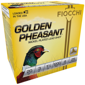 FIOCCHI GOLDEN PHEASANT 20GA - 3" 1-1/4OZ #4 25RD 10BX/CS