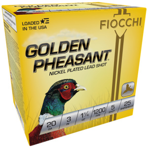 FIOCCHI GOLDEN PHEASANT 20GA - 3" 1-1/4OZ #5 25RD 10BX/CS