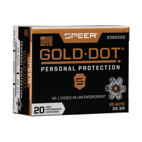 SPEER GOLD DOT 25 ACP 35GR GDHP 20RD