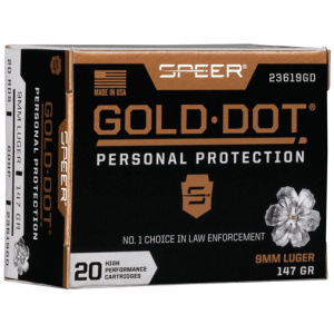 SPEER GOLD DOT 9MM LUGER - 147GR GDHP 20RD 10BX/CS