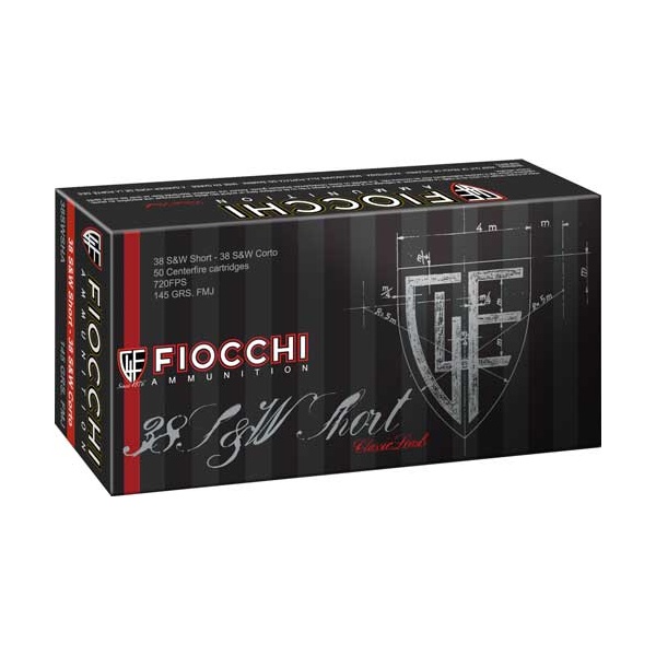 FIOCCHI 38 S&W SHORT 145GR FMJ