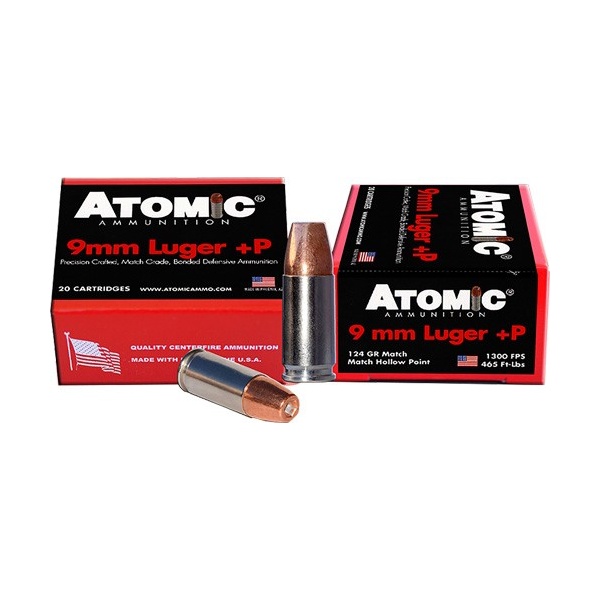 ATOMIC 9MM LUGER+P 124GR JHP 20RD