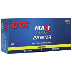 CCI MAXI-MAG 22WMR 40GR JHP - 1875FPS 200RD 10BX/CS
