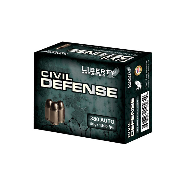 LIBERTY CIVIL DEFENSE 380 ACP 50GR COPPER MONOLITHIC HP 20RD