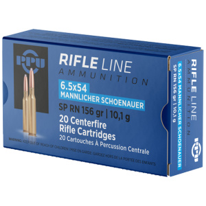 PPU 6.5X54 MANNLICHER SHONAUER - 156GR. JSP-RN 20RD 10BX/CS