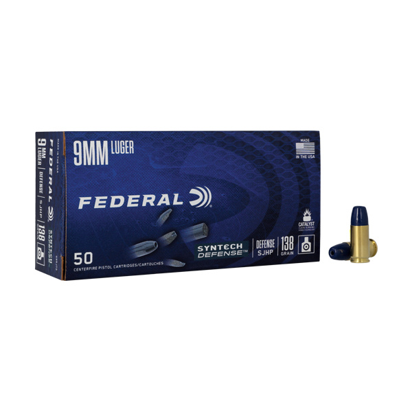 FEDERAL SYNTHETIC DEFENSE 9MM - LUGER 138GR SJHP 50RD 10BX/CS