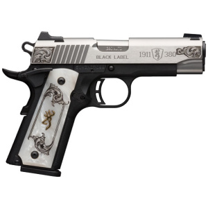 BROWNING 1911-380 MED S/S ENGRAVED 380 ACP FS 3.58" WHITE PEARL