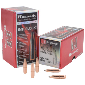 HORNADY INTERLOCK 25 CAL 117GR BTSP BULLETS (.257)