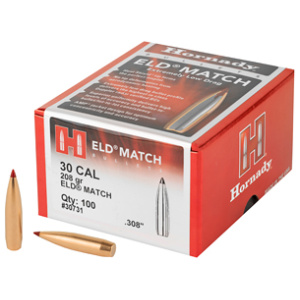 HORNADY ELD MATCH 30 CAL 208GR BULLETS (.308)