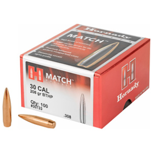 HORNADY MATCH 30 CAL 208GR BTHP BULLETS (.308)