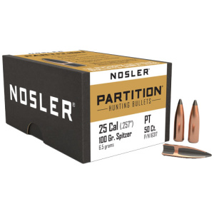 NOSLER PARTITION BULLETS 25 CAL 100GR (.257)