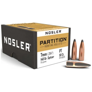 NOSLER PARTITION 7MM 140GR SPITZER BULLETS (.284)
