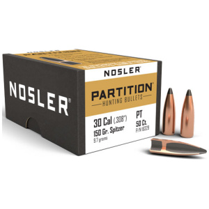 NOSLER PARTITION 30 CAL 150GR SPITZER BULLETS (.308)