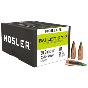 NOSLER BALLISTIC TIP BULLETS 30 CAL 125GR 50CT (.308)