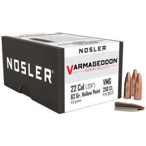 Nosler Varmageddon 22 Cal 62gr HP Bullets (.224)