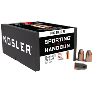 NOSLER SPORTING HANDGUN BULLETS 10MM 200GR JHP 250CT (.400)