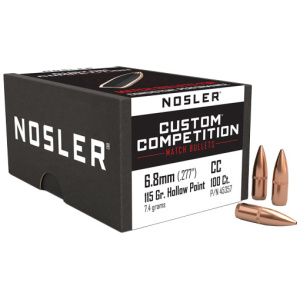 NOSLER BULLETS 6.8MM (.277) 115GR HP-BT CUSTOM COMP. 100CT