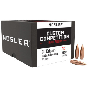 NOSLER CUSTOM COMPETITION BULLETS 30 CAL 168GR JHP-BT (.308)