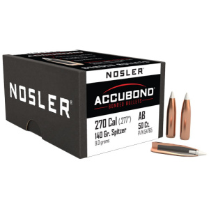 NOSLER ACCUBOND 270 CAL 140 GR SBT BULLETS (.277)
