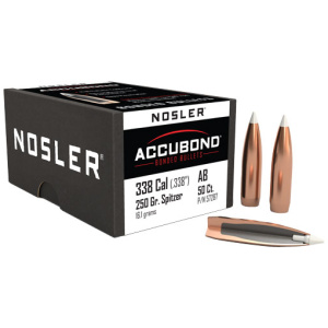 NOSLER ACCUBOND 338 CAL 250GR SBT BULLETS (.338)