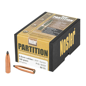 NOSLER PARTITION 6.5MM 140GR SFP BULLETS (.264)