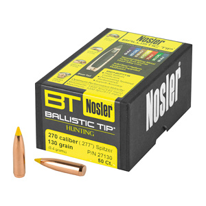 NOSLER BALLISTIC TIP HUNTING 270 CAL 130GR BULLETS (.277)