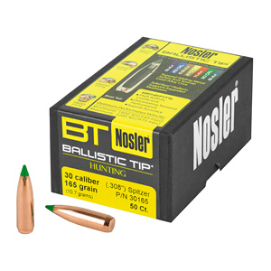 NOSLER BALLISTIC TIP HUNTING 30 CAL 165GR BULLETS (.308)