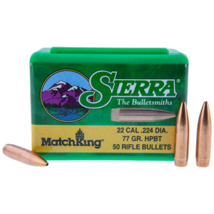 SIERRA MATCHKING BULLETS 22 CAL 77GR HPBT 50CT (.224)