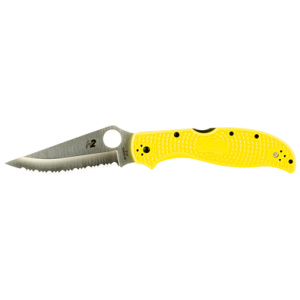 SPYDERCO STRETCH 2 XL LIGHTWEIGHT SALT YELLOW SERATED