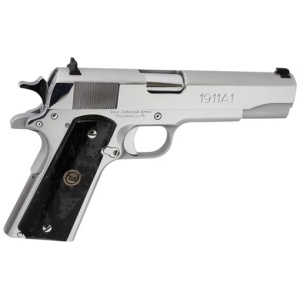 IVER JOHNSON 1911A1 38 SUPER - 5" FS 9RD CHROME BLACK PEARL