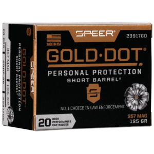 SPEER GOLD DOT 357 MAG 135GR - GDHP SHORT BARREL 20RD 10BX/CS