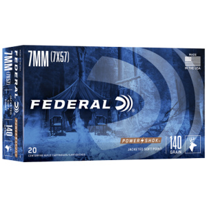 FEDERAL POWER-SHOK 7X57MM - MAUSER 140GR SP 20RD 10BX/CS