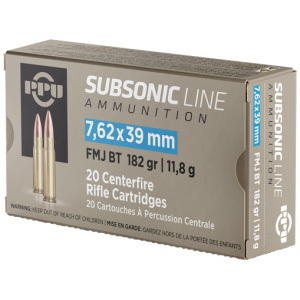 PPU SUBSONIC 7.62X39 182GR FMJ - 20RD 50BX/CS