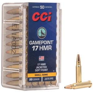 CCI GAMEPOINT 17HMR 20GR JSP - 1875FPS 50RD 40BX/CS