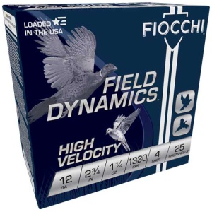 FIOCCHI 12GA 2.75" 1-1/4OZ #4 - 1330FPS 25RD 10BX/CS