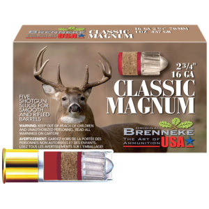 BRENNEKE USA CLASSIC MAH 16GA - 2.75" 1OZ SLUG 5RD 50BX/CS