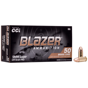 CCI BLAZER BRASS 9MM LUGER - 124GR FMJ 50RD 20BX/CS
