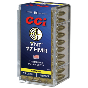 CCI VNT 17HMR 17GR VARMINT - TIPPED 2650FPS  50RD 40BX/CS