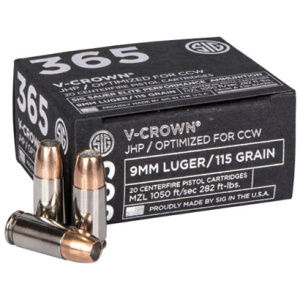 SIG 365 9MM LUGER 115GR - ELITE V-CROWN JHP 20RD 10BX/CS