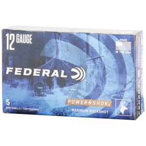 FEDERAL POWER SHOK 12GA 2.75" - 00 BUCK 9 PELLETS 5RD 50BX/CS