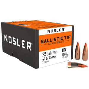 NOSLER BULLETS 22 CAL .224 - 40GR BALLISTIC TIP 100CT