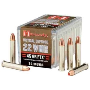 HORNADY CRITICAL DEFENSE 22WMR - 45GR FTX 1000FPS 50RD 40BX/CS