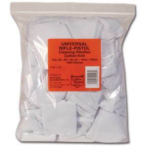 COTTON KNIT CLEANING PATCHES - 2.5X2.5, UNIVERSAL RIFLE/PISTOL, 1000 BULK BAG