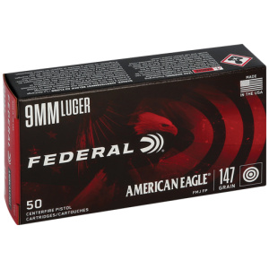 FEDERAL AE 9MM LUGER 147GR - FMJ-FP 50RD 20BX/CS