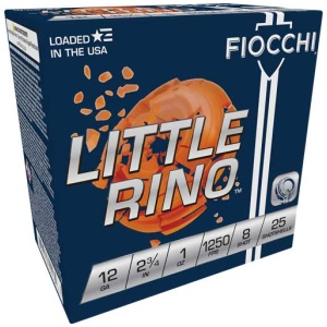 FIOCCHI LITTLE RINO 12GA 2.75" - 1OZ #8 1250FPS 250RD CASE