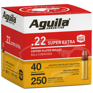 AGUILA HIGH-VEL 22LR 40GR - PLATED RN 1255FPS 250RD 8BX/CS