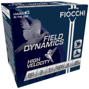 FIOCCHI 20GA 3" 1-1/4OZ #4 - 1200FPS 25RD 10BX/CS