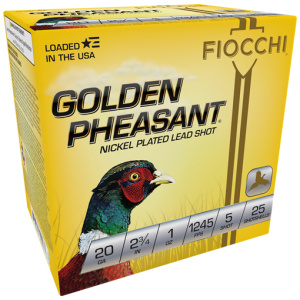 FIOCCHI GOLDEN PHEASANT 20GA - 2.75" 1OZ #5 25RD 10BX/CS